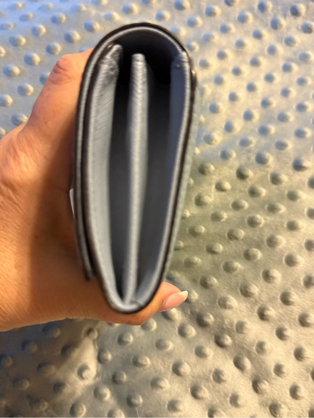 Michael Kors Pebbled Leather Continental Wallet in Light Gray/light blue